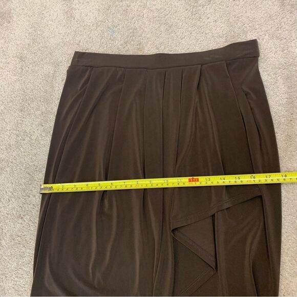 JOSEPH Ribkoff chocolate brown pleated tulip wrap skirt Sz 8 stretchy spandex - Picture 7 of 9